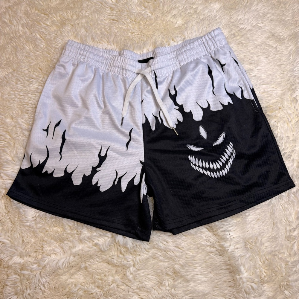 Invicta kuru men’s Black/White Athletic mesh Shorts no liner 4” inseam large